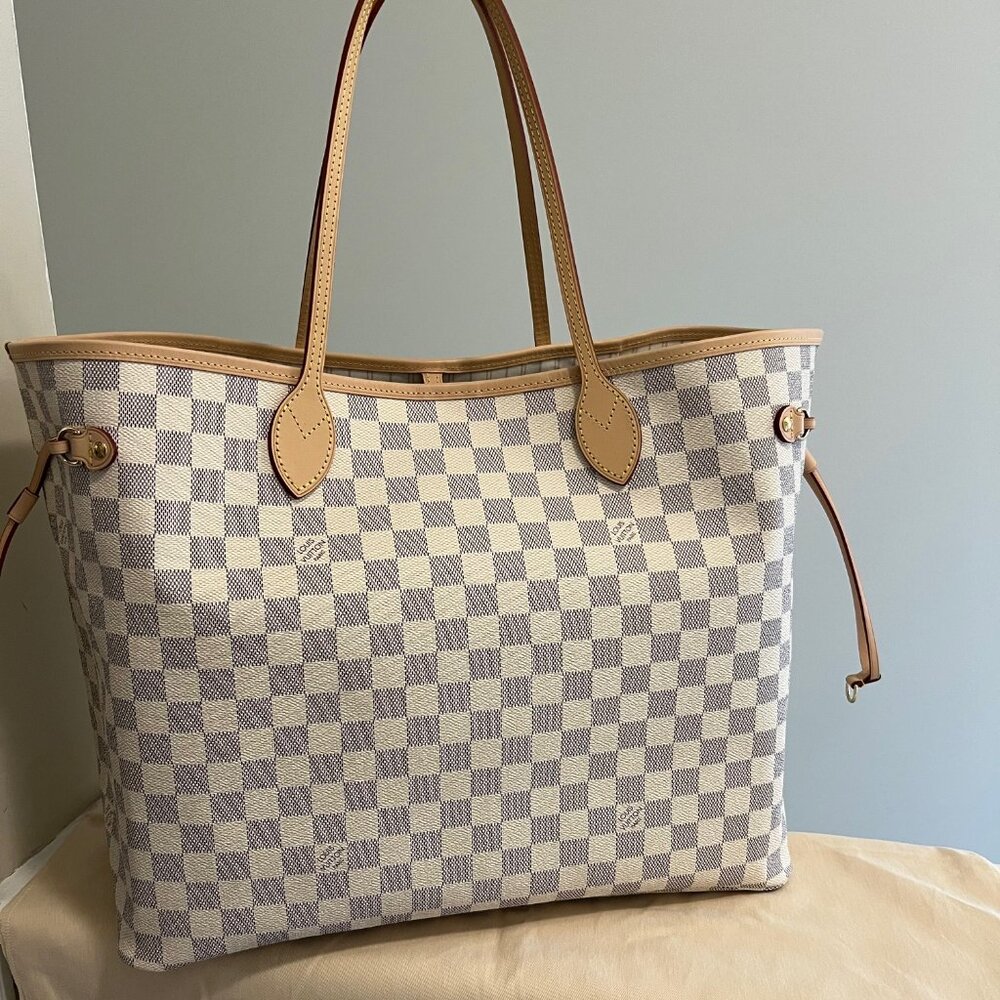Louis Vuitton Damier Azur Canvas Tote in Light Beige and Tan